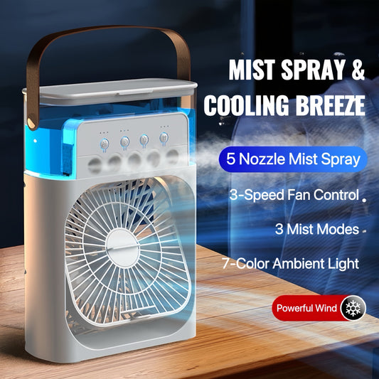 ChillBreeze Pro – Personal Cooling Fan with Adjustable Mist & Ambient Light