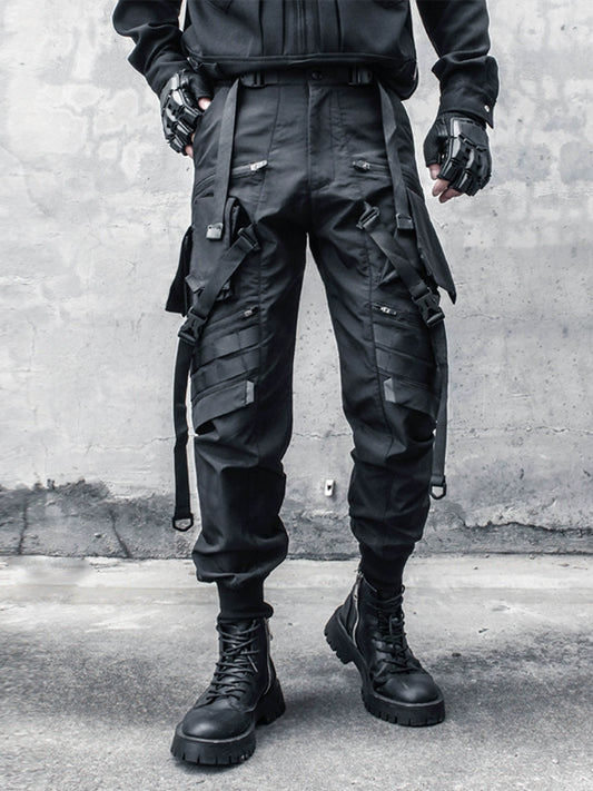 cargo dark belt design paratrooper pants - TrendyShopy