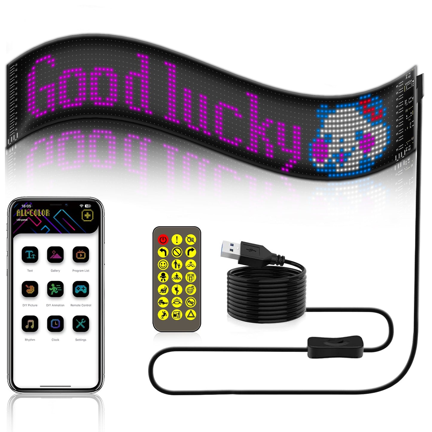 GlowPanel X – Programmable Car LED Display with Smart Remote Control - TrendyShopy