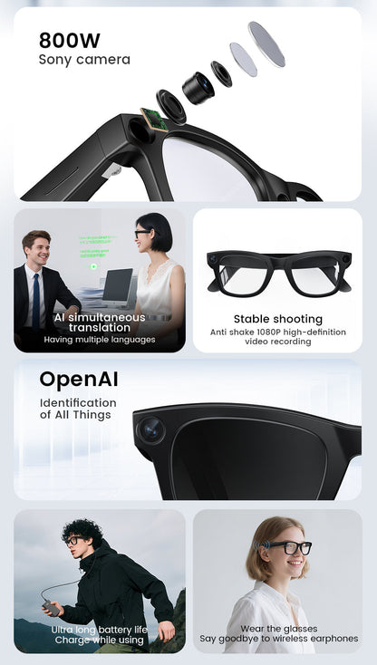 CyanVue AI Smart Glasses – 8MP Camera Glasses with Music & Call Features - TrendyShopy
