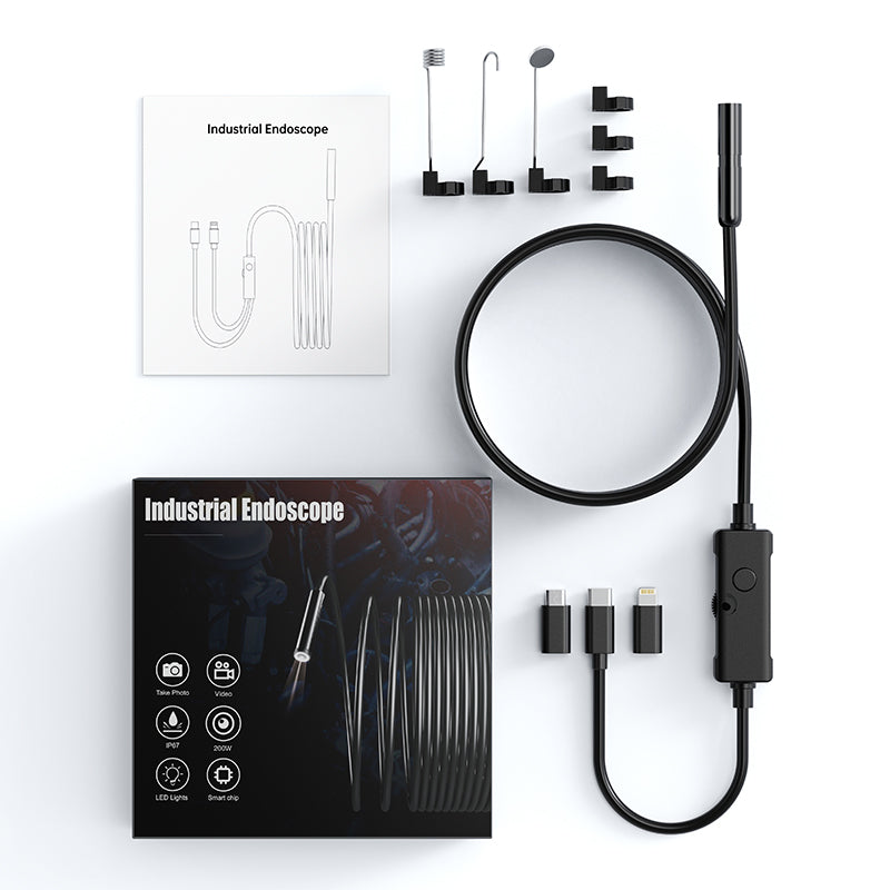 FlexScope Pro – Plug & View Inspection Cam with 5M Bendable Cable and Swappable Tool Tips - TrendyShopy