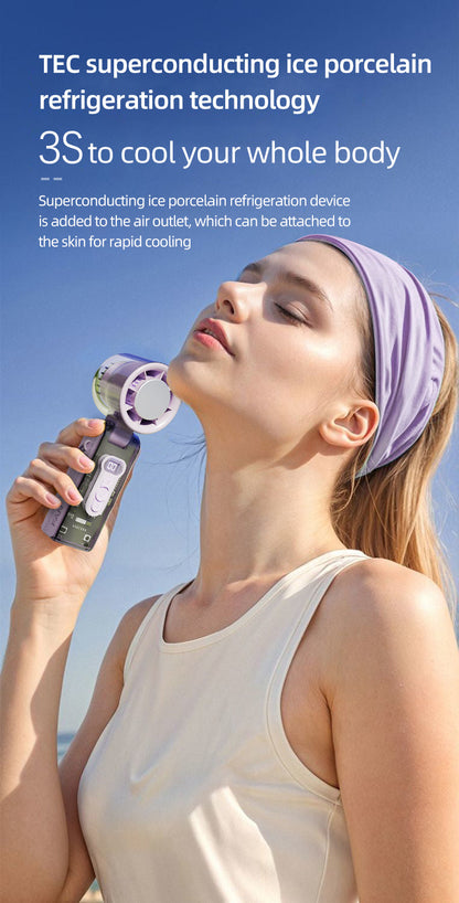 IceRush Turbo – Handheld Fan with Instant Cooling Plate & LED Light - TrendyShopy