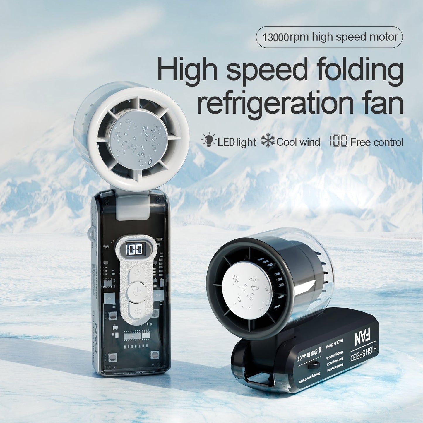 IceRush Turbo – Handheld Fan with Instant Cooling Plate & LED Light - TrendyShopy