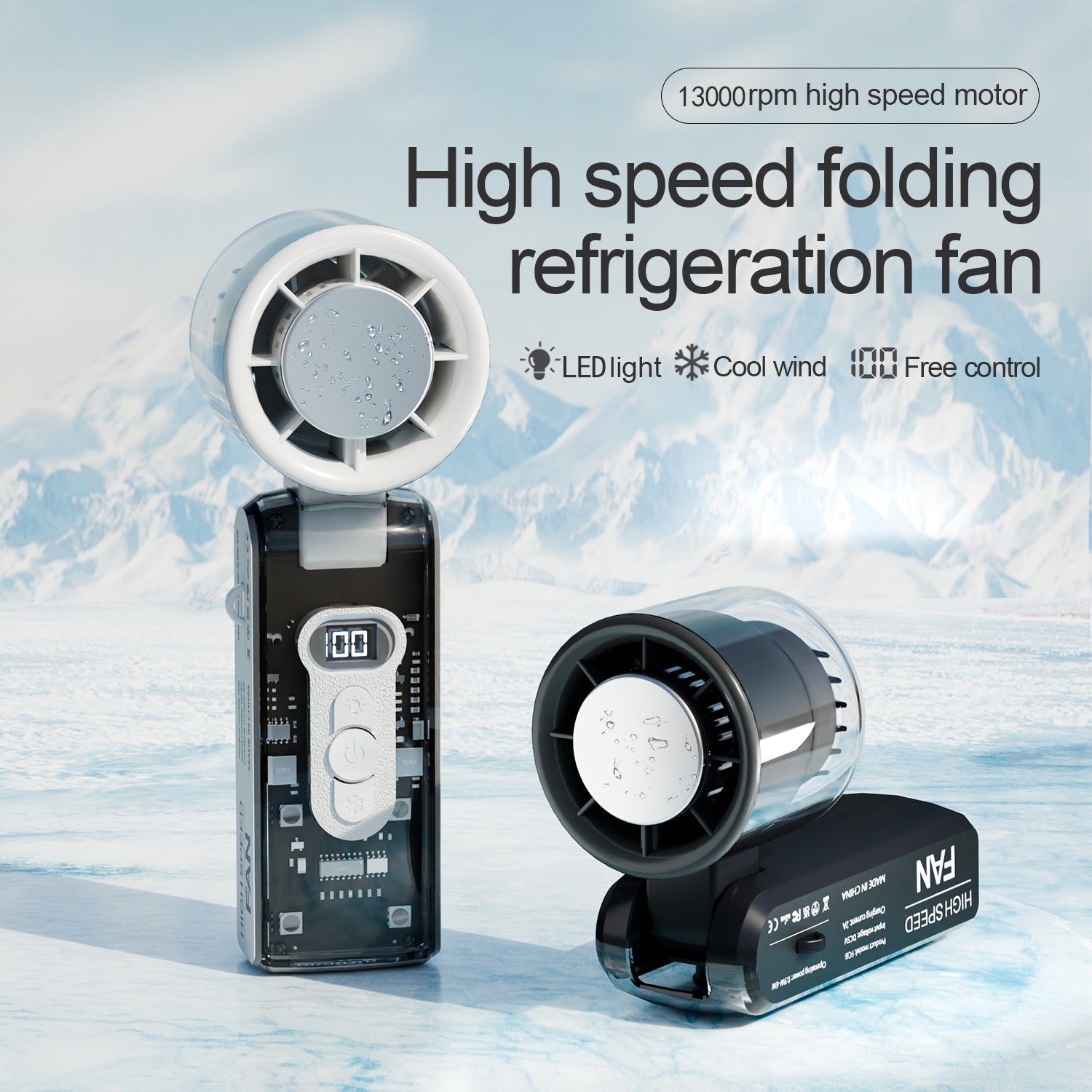 IceRush Turbo – Handheld Fan with Instant Cooling Plate & LED Light - TrendyShopy