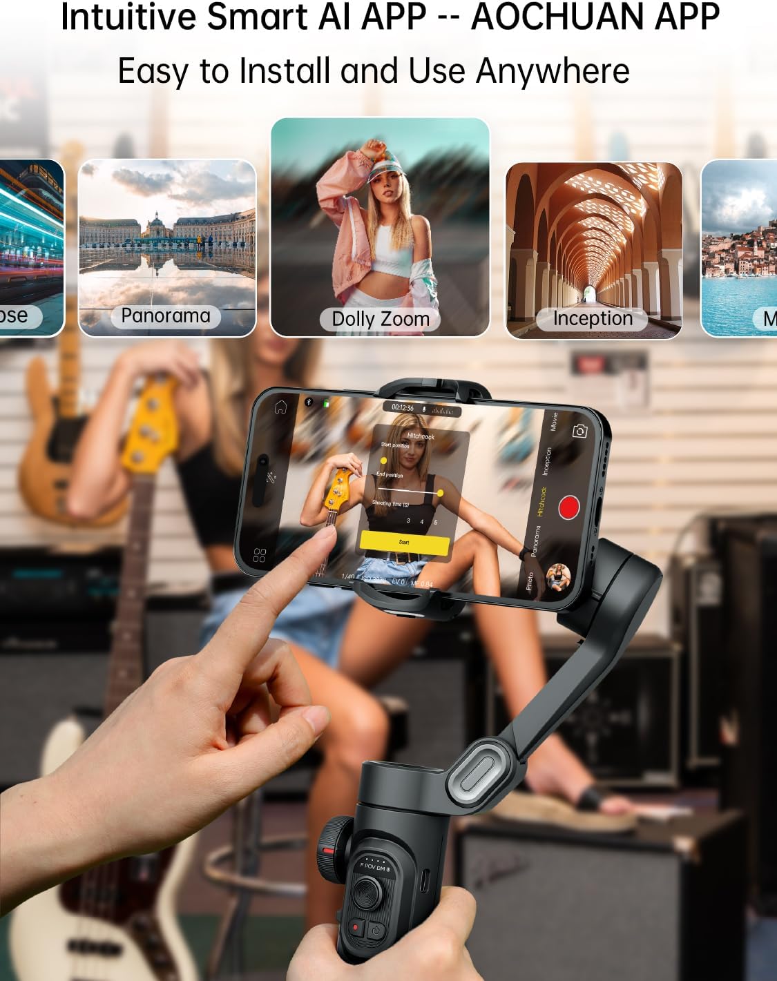 AOCHUAN Smart XE – 3-Axis Foldable Smartphone Gimbal with Gesture Control, Joystick, and AI Face Tracking - TrendyShopy