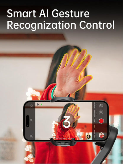 AOCHUAN Smart XE – 3-Axis Foldable Smartphone Gimbal with Gesture Control, Joystick, and AI Face Tracking - TrendyShopy