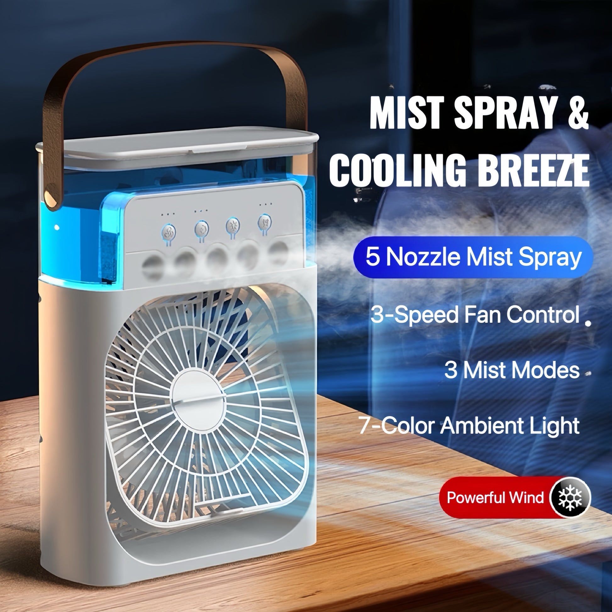 ChillBreeze Pro – Personal Cooling Fan with Adjustable Mist & Ambient Light - TrendyShopy