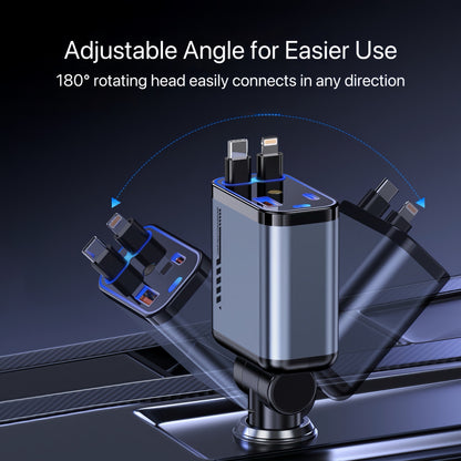 StarCharge 4-in-1 66W Retractable Car Charger with Starry Roof Light - TrendyShopy