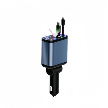 StarCharge 4-in-1 66W Retractable Car Charger with Starry Roof Light - TrendyShopy