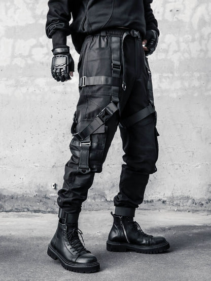hardcore cargo pants. men's dark functional wind tactical paratrooper pants - TrendyShopy