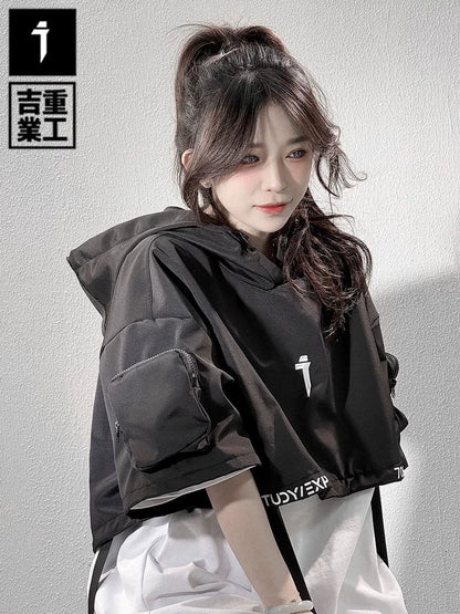 cyberpunk half-sleeved techwear shirt - TrendyShopy