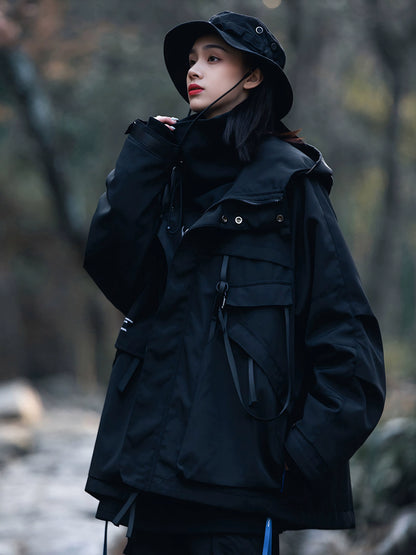 AOGZ jacket style men's and women's loose jacket multi-pocket luxury American couple outdoor functional cargo jacket - TrendyShopy