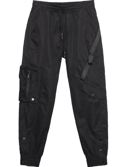 Dark cargo pants, paratrooper pants, multi-pocket, loose pants, buckle leggings - TrendyShopy