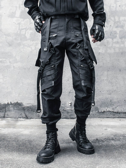 cargo dark belt design paratrooper pants - TrendyShopy