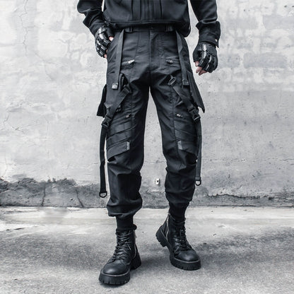 cargo dark belt design paratrooper pants - TrendyShopy