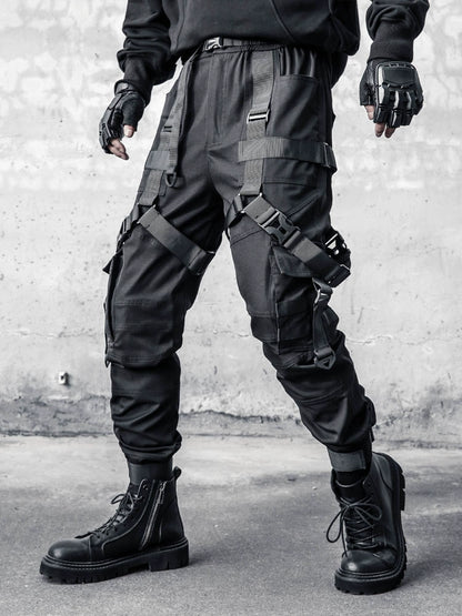 hardcore cargo pants. men's dark functional wind tactical paratrooper pants - TrendyShopy