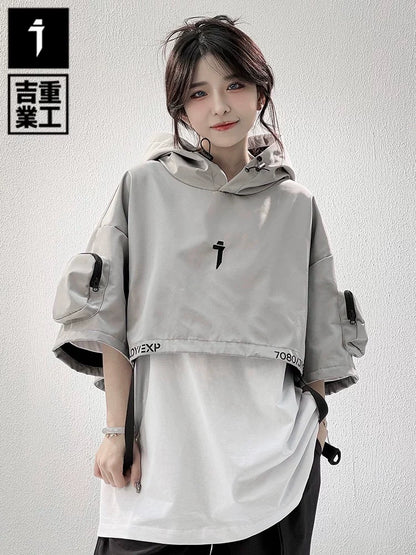 cyberpunk half-sleeved techwear shirt - TrendyShopy