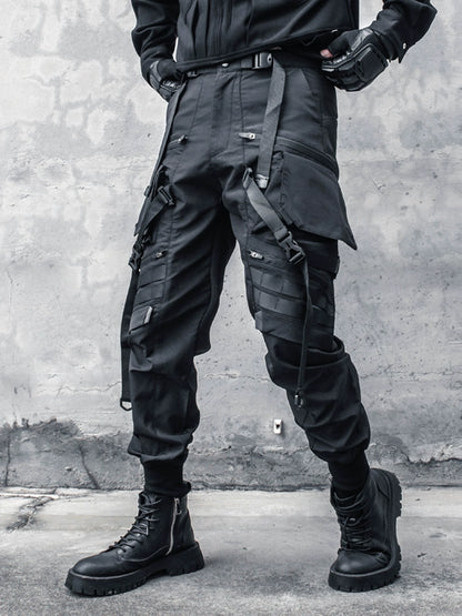 cargo dark belt design paratrooper pants - TrendyShopy