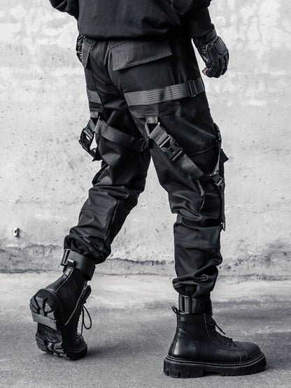 hardcore cargo pants. men's dark functional wind tactical paratrooper pants - TrendyShopy