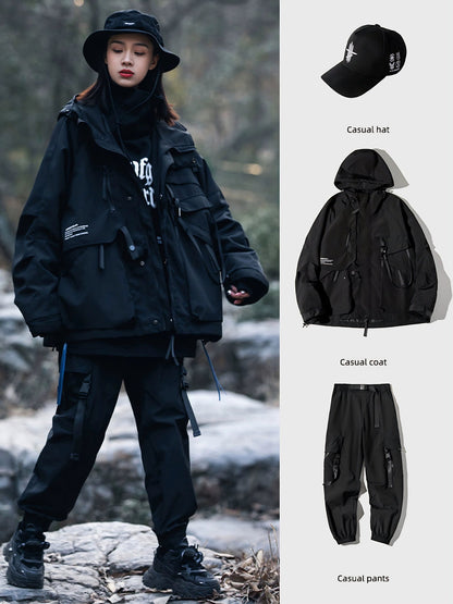 AOGZ jacket style men's and women's loose jacket multi-pocket luxury American couple outdoor functional cargo jacket - TrendyShopy