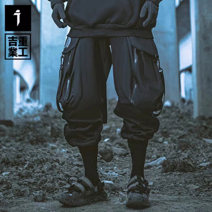 Jiye black angel men's large pocket techwear pants - TrendyShopy