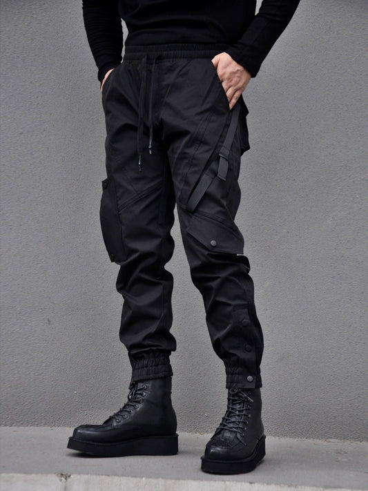 breasted pocket cargo pants, tactical pants, techwear - TrendyShopy