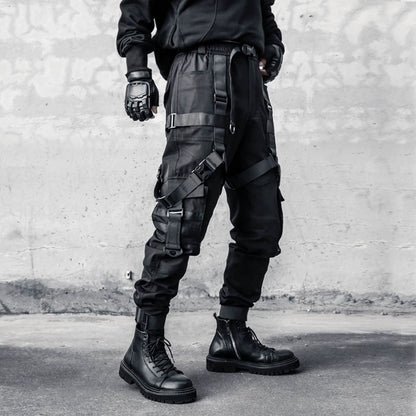 hardcore cargo pants. men's dark functional wind tactical paratrooper pants - TrendyShopy