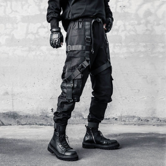 hardcore cargo pants. men's dark functional wind tactical paratrooper pants - TrendyShopy