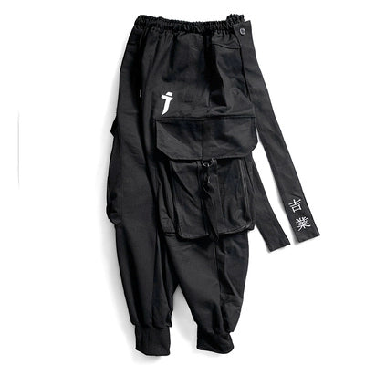 Jiye black angel men's large pocket techwear pants - TrendyShopy