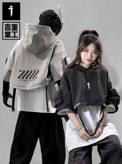 cyberpunk half-sleeved techwear shirt - TrendyShopy