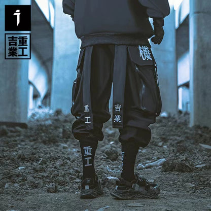 Jiye black angel men's large pocket techwear pants - TrendyShopy